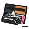 Hair Scissors 5Pcs/Set Hairdressing Tools 6.0 Inches Barber Kits Clipper Razor Styling Cutting Tool Combination Drop Delivery Product Dhnkk