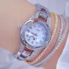 Relógios de pulso 2023 Shine Diamond Elegant Watch para mulheres com pulseira de aço ouro pequeno presente feminino Montre Femme