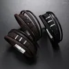 Charm Bracelets Vintage Leather Bracelet For Men Jóias Corda Tecida Fivela Magnética Presente