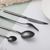 Dinnerware Sets Mirror Black Cutlery Set Western 24 Piece Dinner Forks Spoons Knives Tableware Kitchen