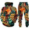 Survêtements pour hommes Coloré Folk-Personnalisé 3D Imprimer Sweat À Capuche Pantalon Costume Hommes Femmes À Manches Longues Survêtement De Sport Ensemble Style Ethnique Africain Dashiki
