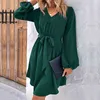 2023 Autumn/Winter Women's New Solid Color Long Sleeve school girl Dress