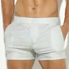 Herren-Shorts, Kunstleder, glänzend, niedrig geschnitten, kurze Hose mit Taschen, Party, Nachtclub, Kostüm für Pole Dance, Bühnenshow, Rave-Outfit