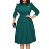 Casual Jurken Plus Size Elegante Vrouwen Zomer Herfst Knop Lovertjes Gedrapeerde Jurk Mode Geplooide Office Lady Kleding