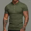 T-shirt da uomo Casual Colletto rovesciato Manica corta Bottoni T-shirt da uomo Estate Uomo Solid Slim Abbigliamento da lavoro T-shirt da ufficio