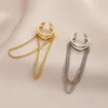 Dos Boucles D'oreilles Oreille Clip Femme Vintage Glands D'été Élément Essentiel De La Mode Personnalité Pas De Trou Double Couche Frange Lignes