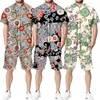 Tute da uomo 2 pezzi Stampa floreale Set hawaiano Estate Casual Camicie a maniche corte Pantaloncini da spiaggia Tute Coppia Vacanze Abbigliamento streetwear 230707