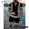 Męskie dresy Luksusowy męski zestaw polo Lato Vintage Dres Casual Stylowy strój Męska koszulka polo Garnitur Odzież w stylu hawajskim Streetwear 230707