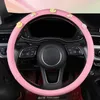 Steering Wheel Covers Flowers Car Cover Seat Belt PU Leather Styling Cute Accessories Women