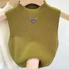 designer t shirt women sexy tanks knitted sleeveless top camis fashion triangle badge summer t shirts womens clothes wei High Quality
