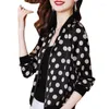 Vrouwen Jassen Kleding Baseball Herfst Jas 2023 Casual Vest Jas Polka Dot Zwart Lange Mouwen Korte Tops Zijde maat 3XL