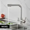 Kitchen Faucets Filtered Faucet Brass Purifier Dual Sprayer Drinking Water Tap 360 Degree Rotation Double Right Angle Sink