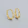 Hoop Earrings 1Pcs 925 Sterling Silver Irregular Earring For Women Vintage Classic Silver/Gold Bohemian Jewelry