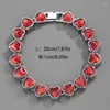 Braccialetti con ciondoli Alla moda Lega di rame dorato placcato Cuore rosso Zirconia cubica per le donne Accessori moda Regalo di compleanno per feste di nozze