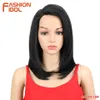 Perucas Sintéticas Perucas para Mulheres Negras 18 Polegadas Curto Bob Cabelo Liso Parte Lateral Sintética Renda Ombré Resistente ao Calor Cosplay 230227