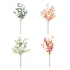 Decorative Flowers 6 Sticks Nordic Style Eucalyptus Home Decoration Artificial Dried Single Stem Green Plant Flower Arrangement Accessories