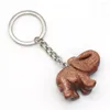 Keychains Elephant Shape Natural Stone Rose Quartzs Red Agates Keychain For Women DIY Jewelry Birthday Gift Size 28x28mm