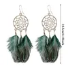 Boucles d'oreilles créoles accessoires plume style bohème oreille femmes long gland goujons