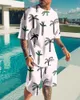 Träningsoveraller för män Sommar Herr Set 3D Beach Coconut Trees T-shirts För Man Sportkläder Casual Kortärmad T-ShirtShorts 2 delar manliga Tshirt Set 230707