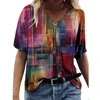 Womens TShirt Vrouwen V-hals T-shirt Graffiti Jesus Grafische Korte Mouw Tops Zomer Mode Casual Harajuku Oversized T-shirts Vrouwelijke Kleding 230707