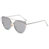 Óculos de sol cat eye vintage rosa dourado espelho feminino metal reflexivo lente plana turismo estilo multicolor 230707