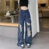 Männer Hosen Y2K Streetwear Gerade Damen Zerrissene Baggy Jeans Hohe Taille Lose Breite Bein Straße Denim Hose 230707