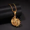 Charmes arrivés hommes Hip Hop dessin animé soleil lune forme pendentif avec corde chaîne mode mâle breloque collier bijoux cadeaux