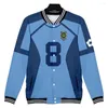 Jaquetas masculinas Blue Lock Jaqueta de beisebol Masculina Casaco Feminino Camisola Teen Casual Tops Moda Menino Desenhos Animados Basquete Número Vestuário