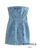 Vestidos Urban Sexy KONDALA Sexy Blue Denim Bainha Mini Vestido de Festa Feminino Y2K Street Style Jeans Tube Backless Bodycon Dress Fashion Vestidos 230707