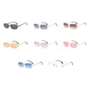 Sunglasses Kachawoo retro rectangular sunglasses rimless male female uv400 small sun glasses fashion blue pink gold metal birthday gifts 230707