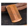 Hair Brushes Top Quality Natural Sandalwood Pocket Beard Combs For Men Laser Engraved Logo Handmade Wood Comb With Dense And Sparse Dhqai