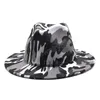 Semplice top capmen donna nuovo camouflage cappello a tesa larga moda cappello fedora a tesa piatta cappelli jazz di lana primaverili