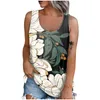 Women's T Shirts Summer Sleeveless Casual Printed O Neck Button Up T-Shirts Dressy Fit Slim Tunic Ladies Fashion Woman Blouse 2023