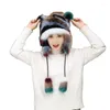 Bérets hiver double usage costume femmes en peluche velours cou protecteur chapeaux oreille couverture à capuche écharpe casquette une pièce ensemble enfants fille Bomber chapeau