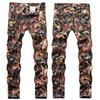 Jeans pour hommes Light Luxury Mens Slimfit Denim Pants Colorful Prints Decors Casual Street Fashion Sexy Nightclub Pants; 230707