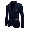 Hommes Costumes Hommes Costume Manteau Manches Longues Un Bouton Cardigan Slim Fit Revers Contraste Couleur Formelle Veste D'affaires Marié De Mariage