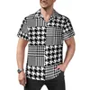 Chemises décontractées pour hommes pied de poule Art vacances chemise Vintage imprimé Hawaii hommes Streetwear Blouses vêtements à manches courtes grande taille