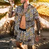 Träningsoveraller för män Summer Beach Mode Blomstertryck Tvådelade set för män Kortärmad skjorta Shorts Kostymer Hawaiian Casual Man Outfit S4XL 230707