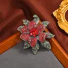 Vintage luxe rouge Rose fleur cristal broches strass broches en métal pour femmes dame fête Banquet accessoires