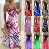 Casual Dresses Women Summer Sling Retro Leaf Print 2023 Sexy V-neck Long Dress Famme Big Swing Beach Party Vestidos De Mujer