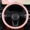 Steering Wheel Covers Flowers Car Cover Seat Belt PU Leather Styling Cute Accessories Women