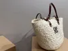 Sac tissé en herbe Sac de plage d'été Qualité miroir Anagram Basket Sac à provisions coloré Sac à main grande capacité pour femme Sac de créateur de luxe