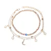 Fußkettchen Doppel Retro Herz Unendlichkeit Knöchel Fußkettchen Armband Set Böhmen Fuß Strand Frauen Mode Barfuß Kette Schmuck Geschenke