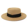 Piatto Concavo Top Carta Cappello di Paglia Primavera Estate Donna Uomo Tesa Larga Spiaggia Cappello da Sole Paglietta Stile Fedora Partito Cap Sombrero Hombre