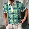 Erkek Polos Houndothot Baskı T-Shirt Üstler Erkek Polo Gömlek Yaz Shortsleeve Fermuar Gündelik Dönüş Dönüşü Tees Gömlek İş İşi Erkek 230707