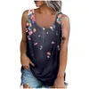 Women's T Shirts Summer Sleeveless Casual Printed O Neck Button Up T-Shirts Dressy Fit Slim Tunic Ladies Fashion Woman Blouse 2023