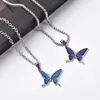 Pendant Necklaces WANGAIYAO Thermochromic Butterfly Titanium Steel Necklace For Men And Women Fashion Instagram Niche Design Hip Hop