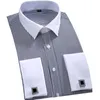 Camisas sociais masculinas M6XL camisa de punho francesa 2023 branco manga longa botões de negócios formais masculinos abotoaduras de ajuste regular 230707