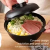 Bols bol de nouilles Ramen micro-ondes avec couvercle pas facile à brûler poignée binaurale chauffage pratique pour bouillie