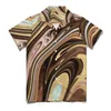 Męskie koszule na co dzień kolorowe płynne luźna koszula męskie plażowe marmurowe atramentowe wiry letni nadruk z krótkim rękawem styl uliczny bluzki typu oversize